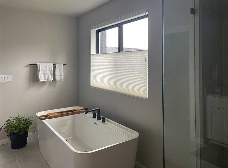 Bathroom with honeycomb shades